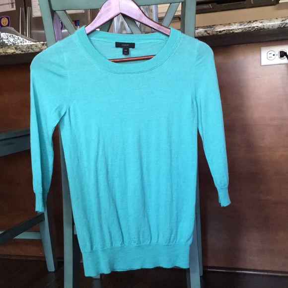 J. Crew Sweaters - J. Crew Teal Merino Wool 3/4 sleeve sweater
